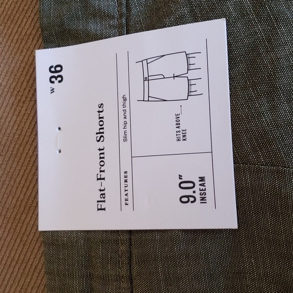 Goodfellow & Co Green Textured 100% Cotton 9 inch Inseam Flat Front Shorts 36W - Picture 7 of 9